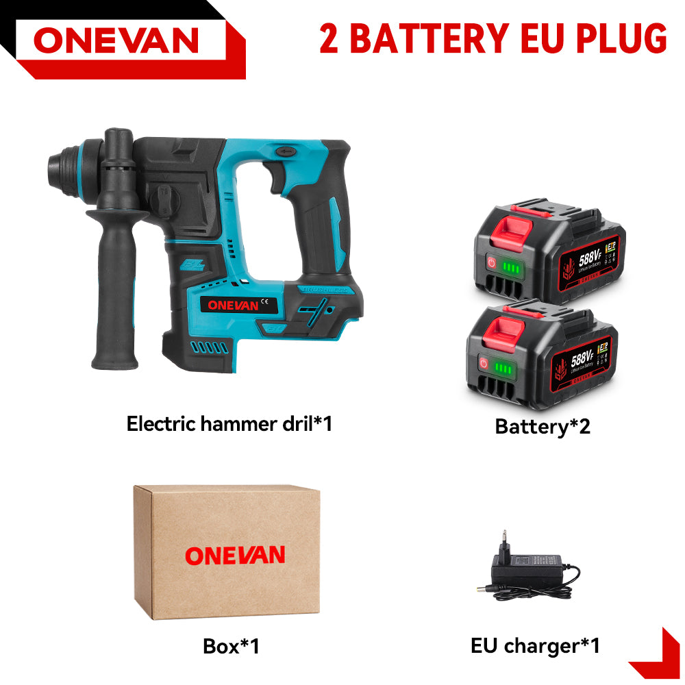 ONEVAN 2500W Brushless Cordless Hammer Impact Drill | For Makita 18-21V Battery
