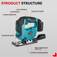 ONEVAN 135mm Brushless Cordless Jigsaw ±45 ° Bevel Capacity | For Makita 18V Battery