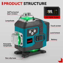 ONEVAN 16 Lines 4D Display Green Laser Level with Tripod