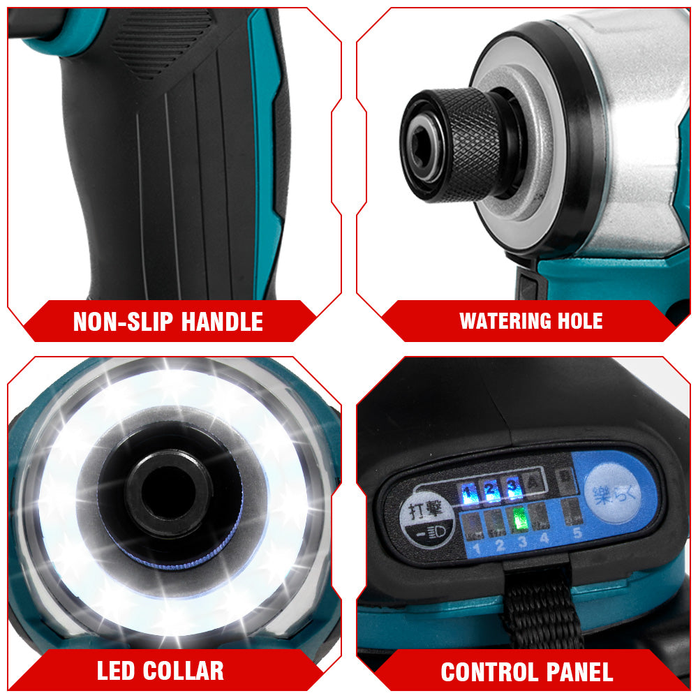 Kit combinado de 2 piezas ONEVAN de llave de impacto de 1/2" y destornillador de 1/4" sin escobillas, inalámbrico, 3,0 Ah