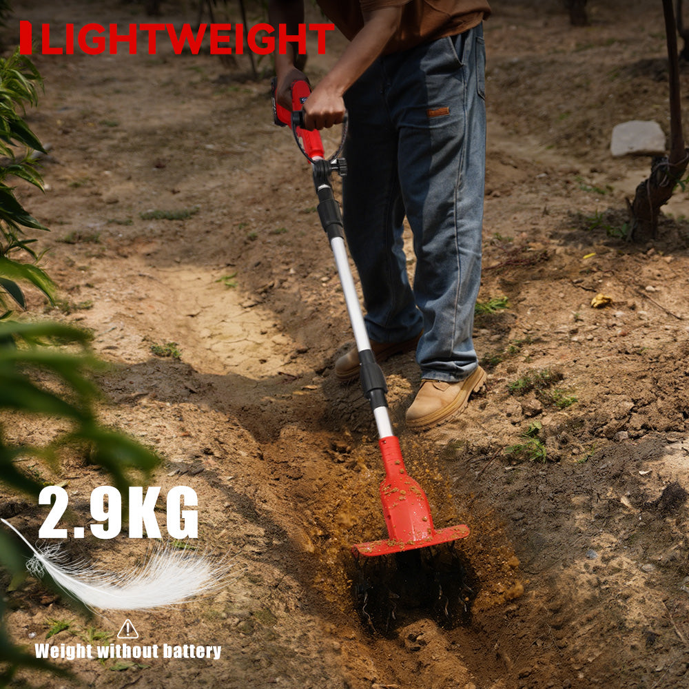 ONEVAN Cordless Brushless Tiller – 3-Fold Design | Dual Blades | LED Display | For Makita 18V Battery