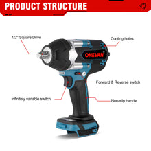 ONEVAN 1/2" Impact Wrench & 125mm Grinder Brushless Cordless 2‑Pc. Combo Kit 6.0Ah