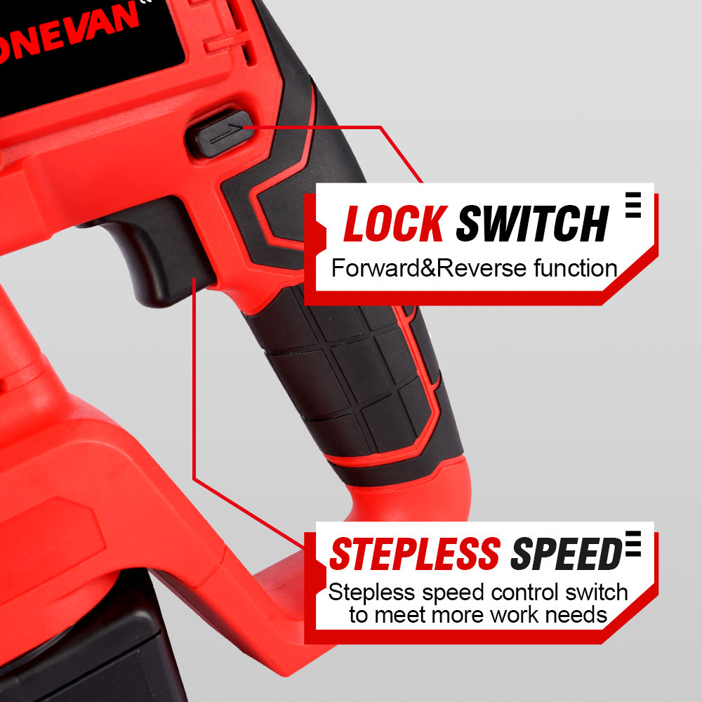 Taladro percutor inalámbrico ONEVAN de 26 mm y 2000 W sin escobillas | Para batería Makita de 18 V