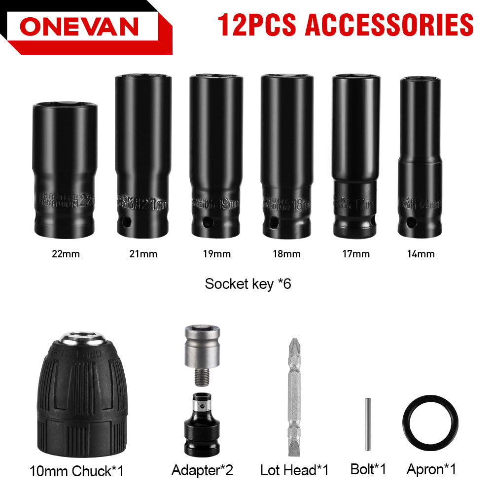 ONEVAN 1/2" 2800N·m Brushless Cordless Impact Wrench(4.5Ah Battery Upgrade – Long Lasting Power) | For Makita 18V Battery