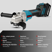 ONEVAN 1/2" 1200N·m Impact Wrench & 125mm Grinder & 13mm Drill & Hammer Drill Brushless Cordless 4‑Pc. Combo Kit 6.0Ah