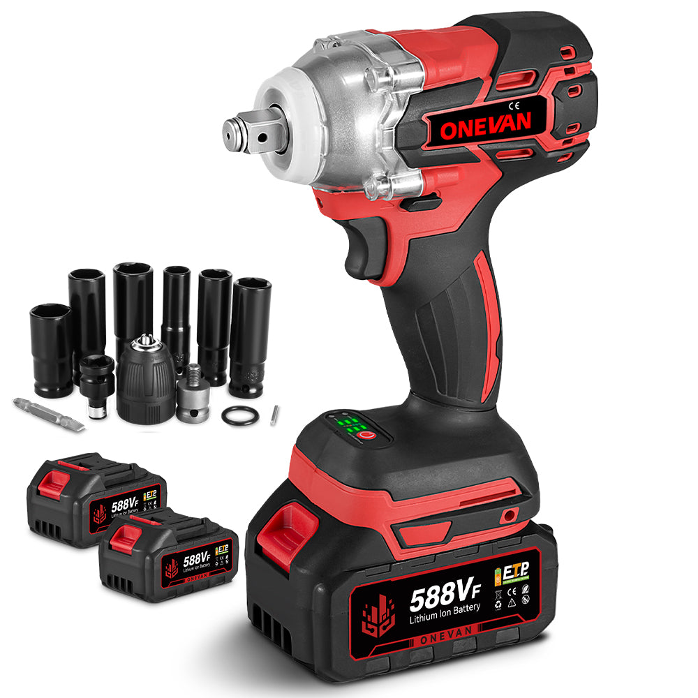 ONEVAN 1/2" 520N·m Cordless Impact Wrench (Includes 12 Accessories) | For Makita 18V Battery
