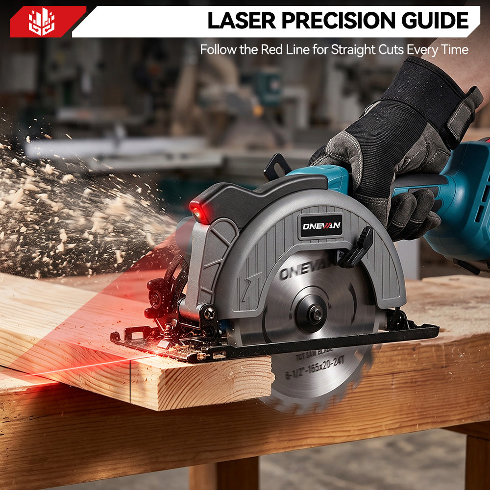 Sierras circulares multifunción de mano inalámbricas y sin escobillas ONEVAN de 150 mm y 6 pulgadas | Para batería Makita de 18 V