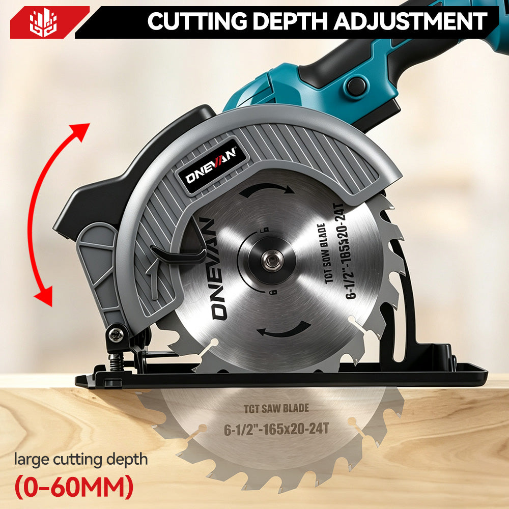 Sierras circulares multifunción de mano inalámbricas y sin escobillas ONEVAN de 150 mm y 6 pulgadas | Para batería Makita de 18 V