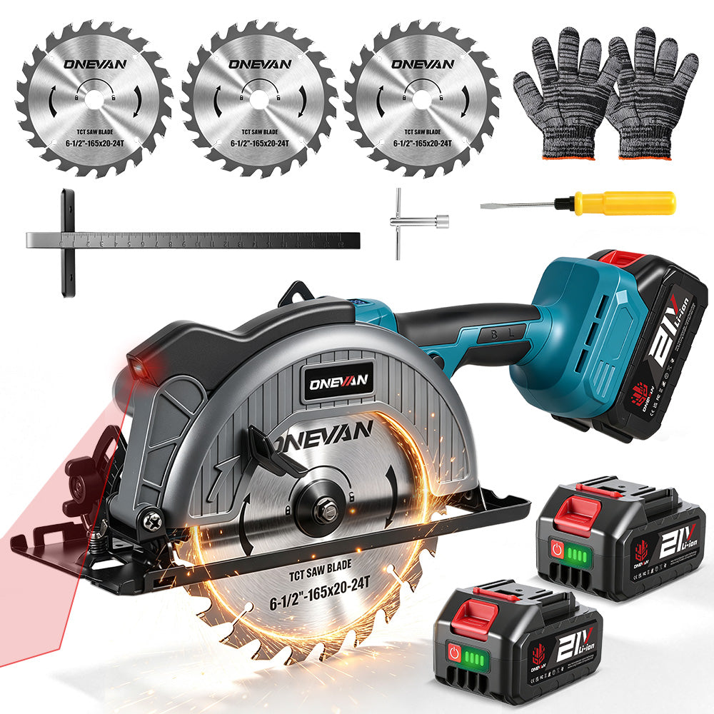 Sierras circulares multifunción de mano inalámbricas y sin escobillas ONEVAN de 150 mm y 6 pulgadas | Para batería Makita de 18 V