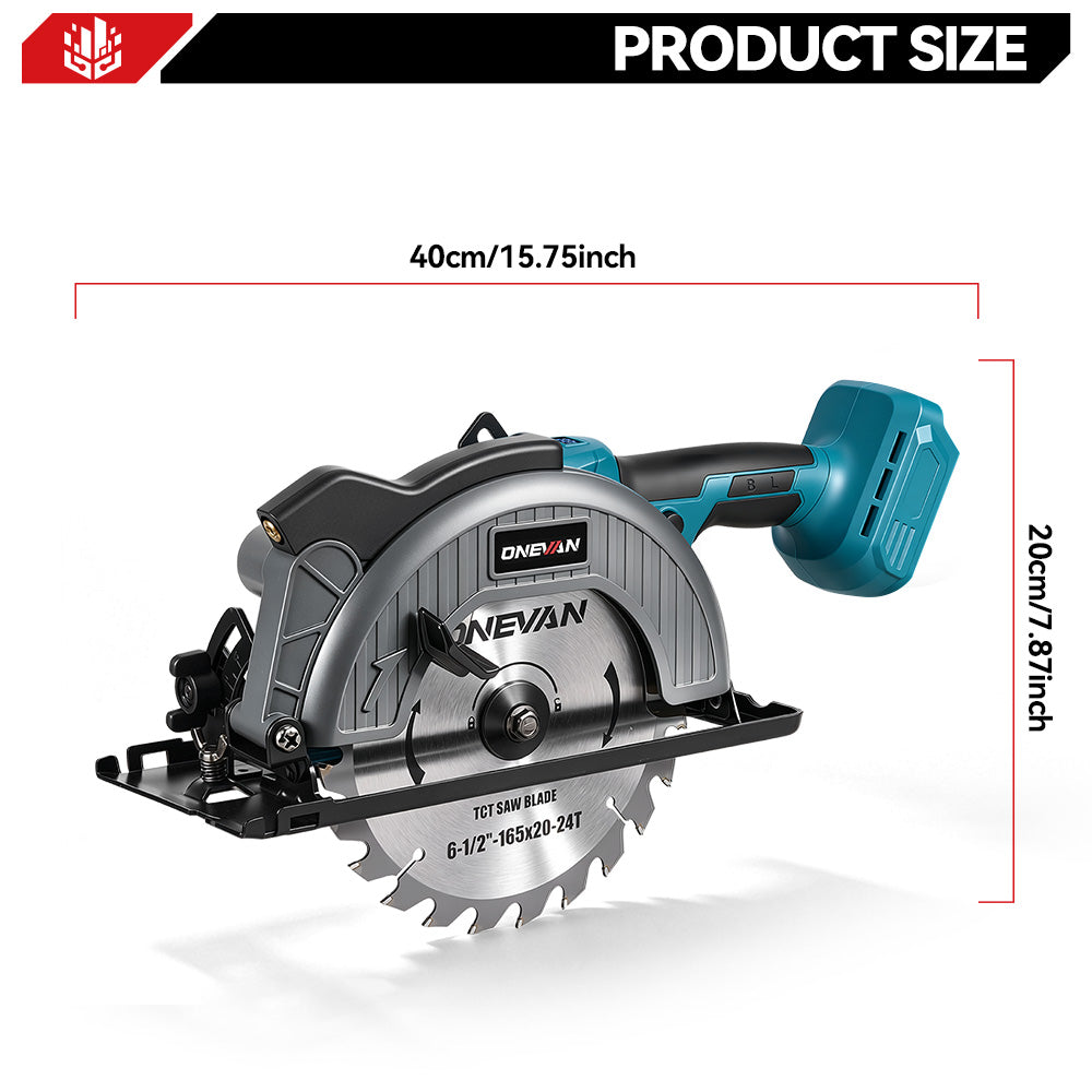 Sierras circulares multifunción de mano inalámbricas y sin escobillas ONEVAN de 150 mm y 6 pulgadas | Para batería Makita de 18 V