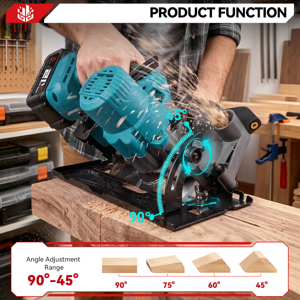 Sierras circulares multifunción de mano inalámbricas y sin escobillas ONEVAN de 150 mm y 6 pulgadas | Para batería Makita de 18 V