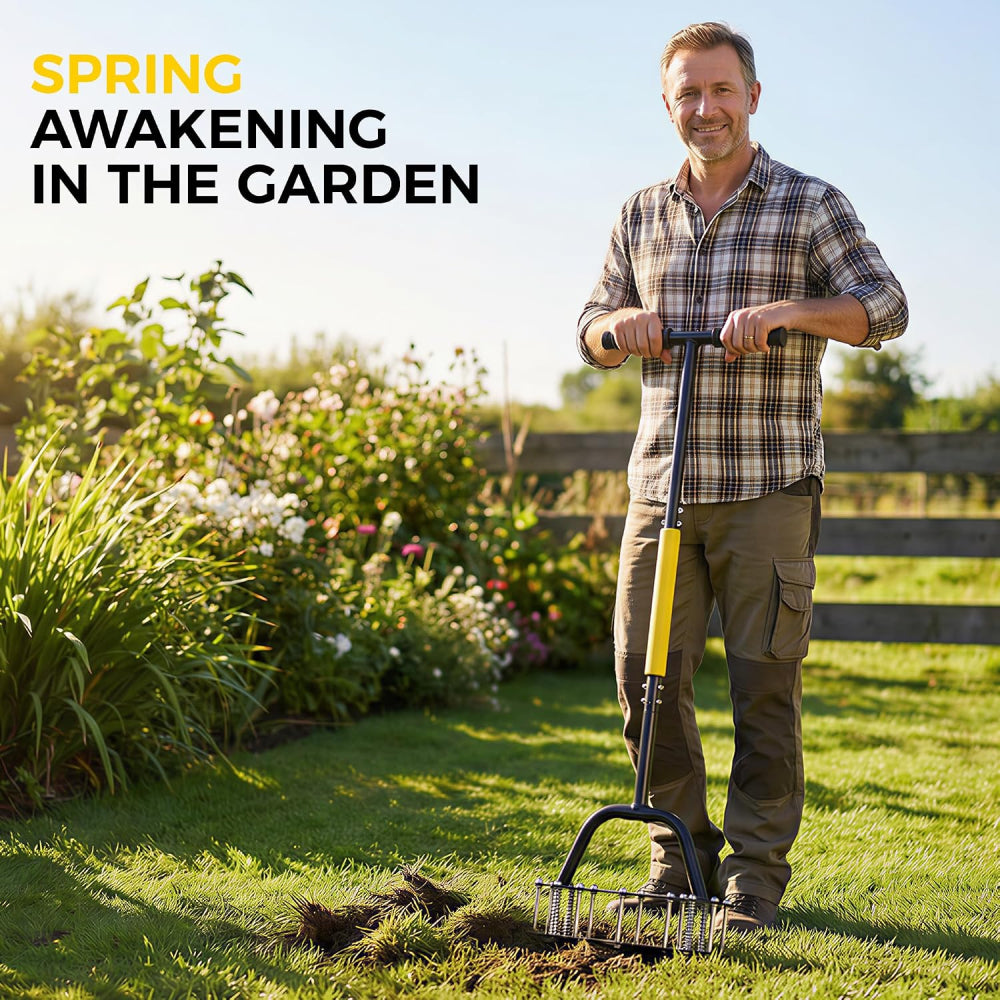 ONEVAN Lawn Aerator 15-Spike Manual Soil Aeration Tool