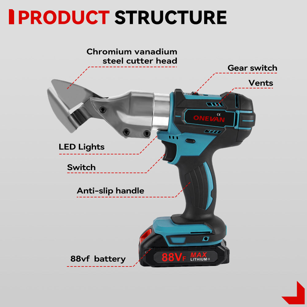 Tijeras metálicas inalámbricas eléctricas multiusos ONEVAN | Para batería Makita de 18V