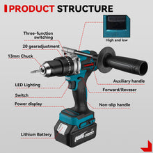 ONEVAN 650N.m 13mm Furadeira Elétrica Sem Escova 20+3 Torque | Para bateria makita 18v