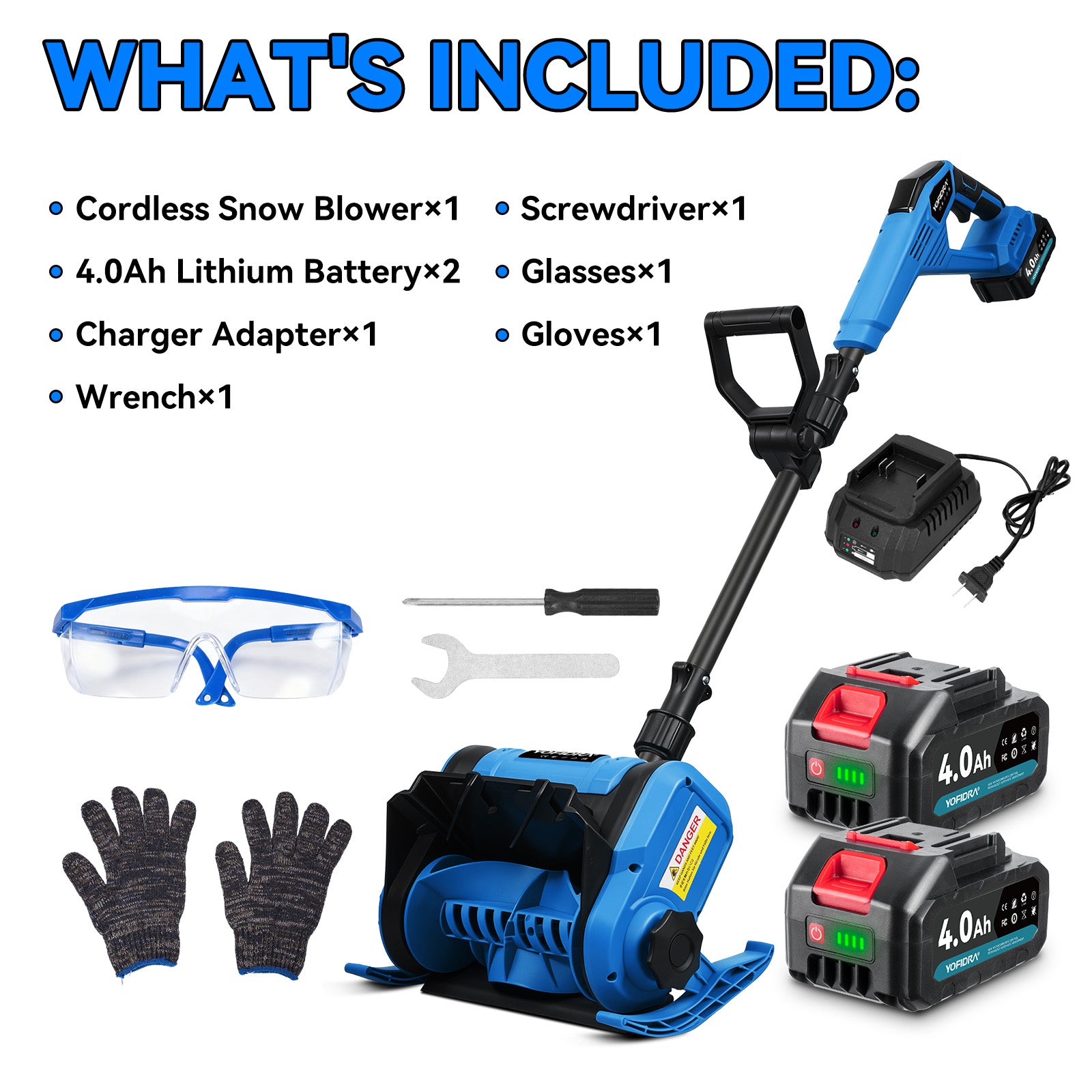 Soplador de nieve y hojas inalámbrico de 5 velocidades y sin escobillas ONEVAN de 5500 W | Para batería Makita de 18 V