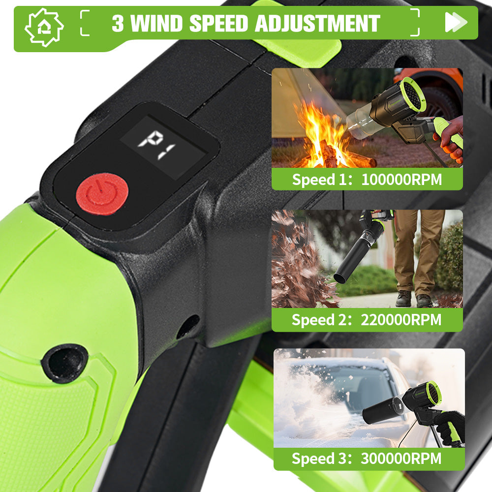 ONEVAN 3-Speed Cordless Brushless Ducted Turbo Blower – Digital Display, Dual-Use Design | For Makita 18V Battery