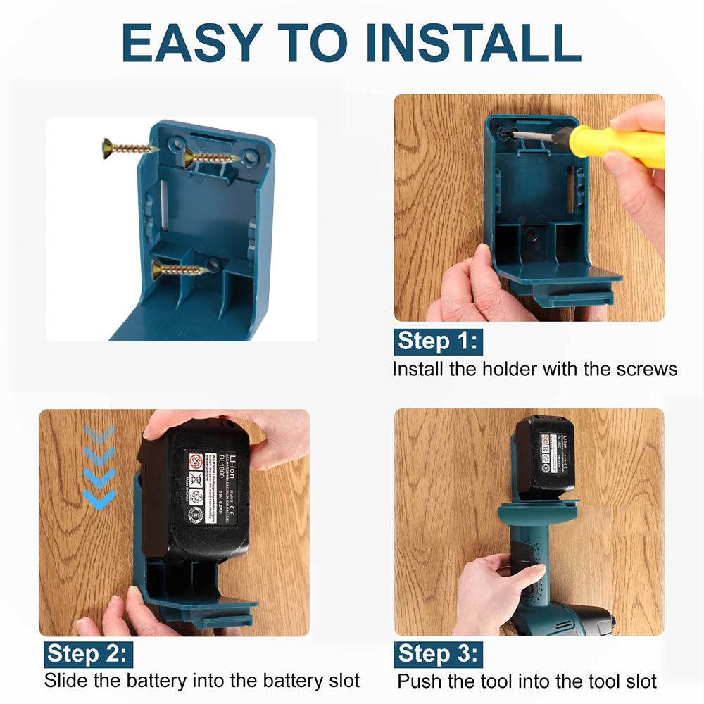 Onevan Tool Rack ONEVAN 2 In 1 Power Tool Holder Battery Mount Hanger Case